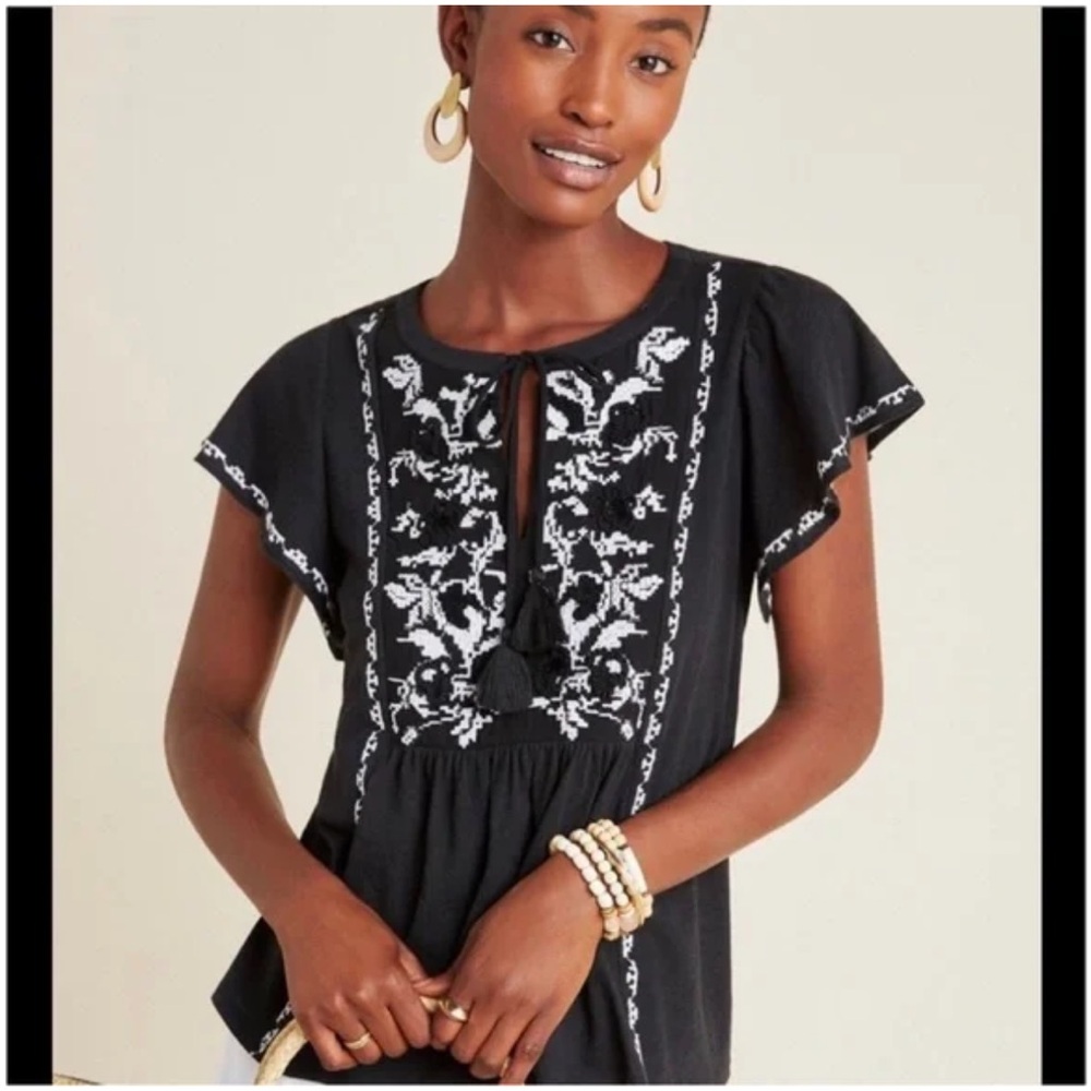 Alexandrine Embroidered Blouse -
Anthropologie